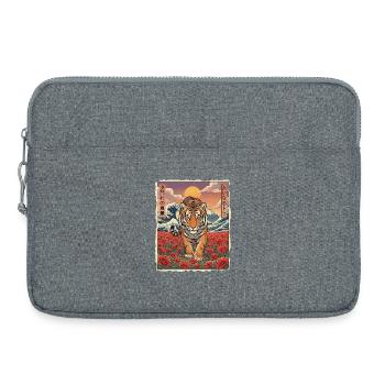 Tiger Mohnblumen Kawaii - Laptoptasche 15" - Grau meliert - Vorne