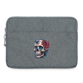Crâne avec des roses - Sacoche pour ordinateur portable 15 pouces - gris chiné - Devant