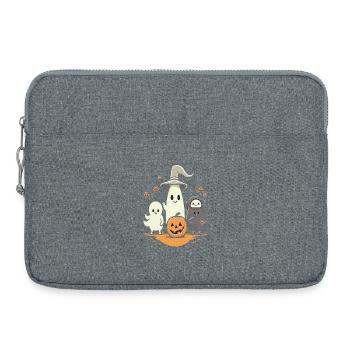 Fantômes d’Halloween câlins avec citrouille - Sacoche pour ordinateur portable 15 pouces - gris chiné - Devant