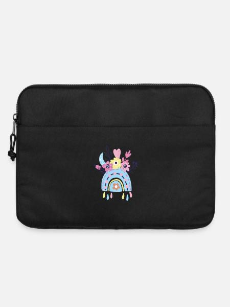 Pastell Regenbogen Blumen - Laptoptasche 15" - Schwarz