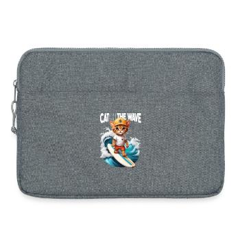 Cat Surfer Catch the Wave - Laptop bag 15" - heather grey - Front