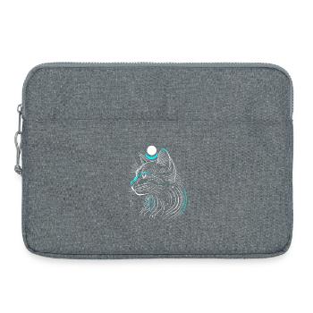 Minimalist Bastet Cat in Profile with Moon - Laptop bag 15" - heather grey - Front