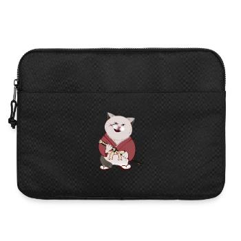 Cute Chubby Samurai Cat holding Katana - Laptop bag 15" - black - Front