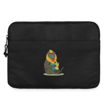 bunter Mandrill genießt entspannt ein Glas Saft - Laptoptasche 15" - Schwarz - Vorne