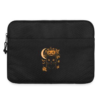 Halloween Katze mit Kürbis und Mond - Laptoptasche 15" - Schwarz - Vorne