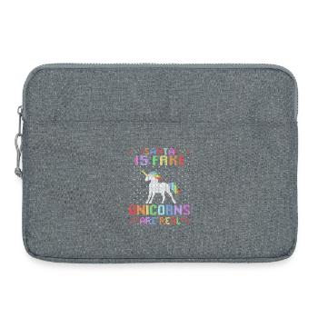 Unicorn Ugly Christmas Sweater Santa is fake - Laptop bag 15" - heather grey - Front