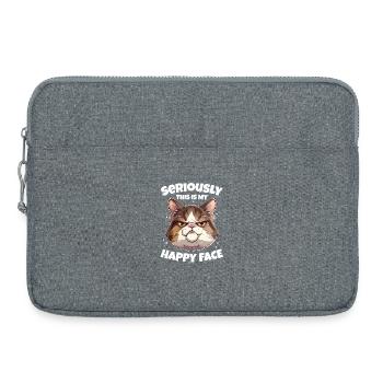 Drôle de chat visage heureux - Sacoche pour ordinateur portable 15 pouces - gris chiné - Devant