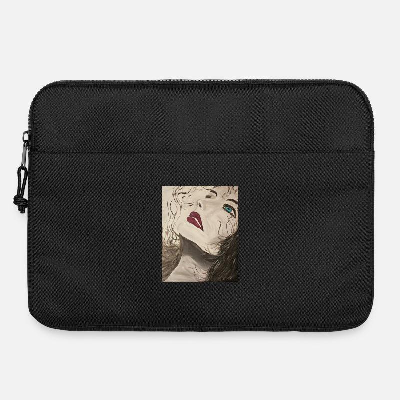 Expressionistisches Porträt mit Blauem Blick - Laptoptasche 15" - Schwarz