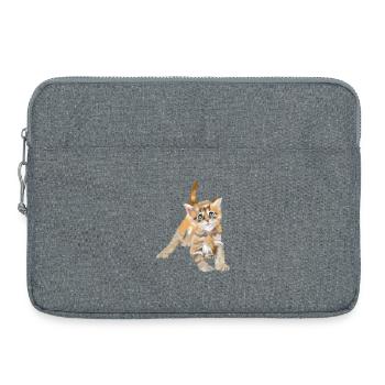 Chaton aquarelle aux yeux bleus - Sacoche pour ordinateur portable 15 pouces - gris chiné - Devant