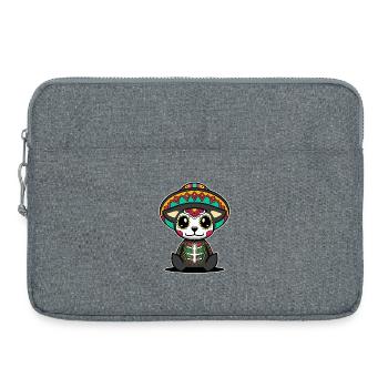 Chien dia de muertos tête de mort mexicaine kawaii - Sacoche pour ordinateur portable 15 pouces - gris chiné - Devant