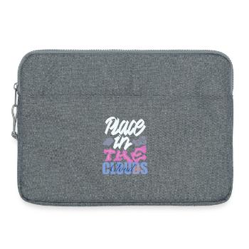 Platz in den Wolken – bunte Schriftkunst - Laptoptasche 15" - Grau meliert - Vorne