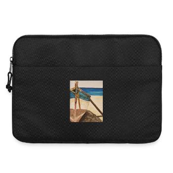 Aquarell Boot am Strand - Laptoptasche 15" - Schwarz - Vorne