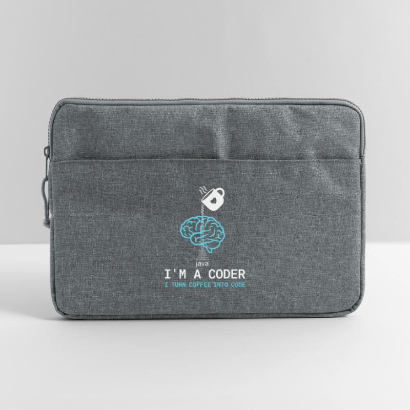 Coder T-Shirt: Coffee into Code – Nerdy Programmie Laptoptasche 15"