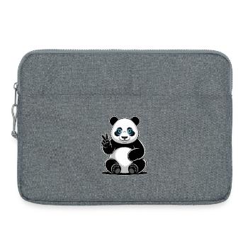 Panda Friedenszeichen Cartoon - Laptoptasche 15" - Grau meliert - Vorne