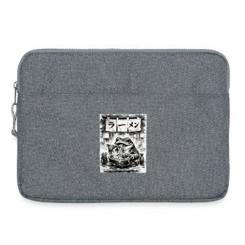 Ramen Nouilles, Grenouille, Grenouille Sumi-e Dessin à l’encre - Sacoche pour ordinateur portable 15 pouces - gris chiné - Devant