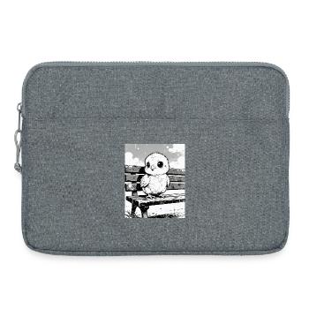 Chick on bench in sketch style - Laptop bag 15" - heather grey - Front