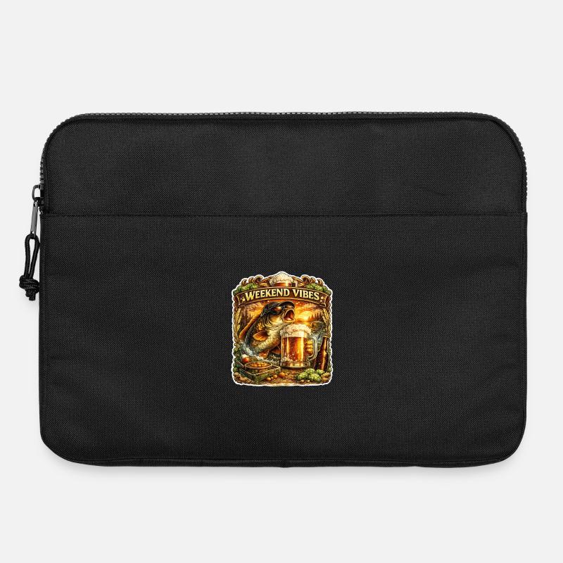 Wochenendstimmung – Lustiges Karpfenfischen-Bierdesign - Laptoptasche 15" - Schwarz