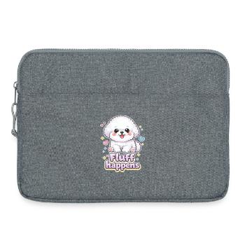 Le fluff arrive – design de chien kawaii Bichon - Sacoche pour ordinateur portable 15 pouces - gris chiné - Devant