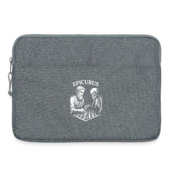 Epicurus playing Chess with skeleton - Laptop bag 15" - heather grey - Front