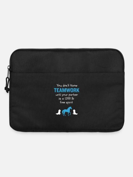 Pferde-Teamwork-Reitreitgeschenk - Laptoptasche 15" - Schwarz