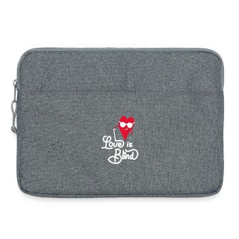 Cœur aveugle avec lunettes et slogan d'amour - Sacoche pour ordinateur portable 15 pouces - gris chiné - Devant
