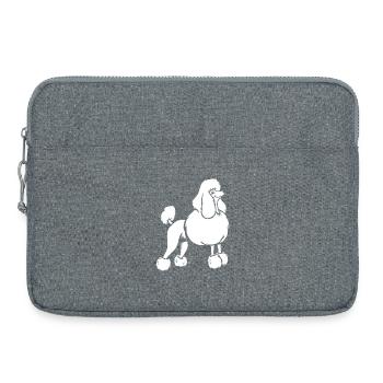 Eleganter Pudel Silhouette weiß Minimalistisch - Laptoptasche 15" - Grau meliert - Vorne