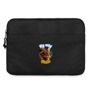 Wild Cat Friendship Illustration - Laptop bag 15" - black - Front