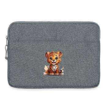 Playful cheetah motif for children - Laptop bag 15" - heather grey - Front
