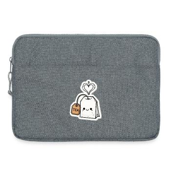 Sachets de thé kawaii avec vapeur de cœur - Sacoche pour ordinateur portable 15 pouces - gris chiné - Devant