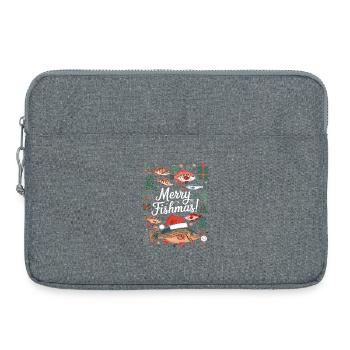 Pêcheur Pull de Noël Poisson Joyeux Poisson - Sacoche pour ordinateur portable 15 pouces - gris chiné - Devant