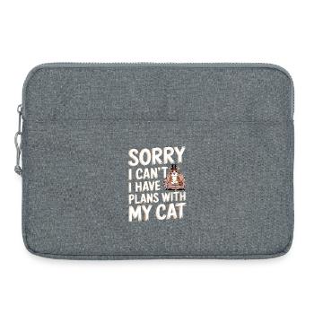 Désolé, je ne peux pas avoir de plans avec mon chat - Sacoche pour ordinateur portable 15 pouces - gris chiné - Devant