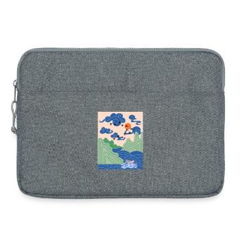 Korean Art Design mit Kranichen & Origami Boot - Laptoptasche 15" - Grau meliert - Vorne