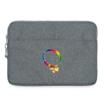 Regenbogen Hundehalsband Motiv mit Anhängern - Laptoptasche 15" - Grau meliert - Vorne