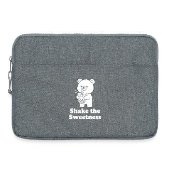 Ours Câlin avec Bubble Tea - Sacoche pour ordinateur portable 15 pouces - gris chiné - Devant