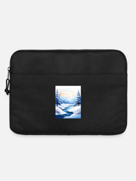Verschneite Winterlandschaft - Laptoptasche 15" - Schwarz