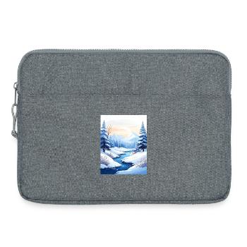 Paysage hivernal enneigé - Sacoche pour ordinateur portable 15 pouces - gris chiné - Devant