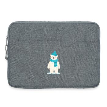 Un joli ours polaire avec chapeau et écharpe - Sacoche pour ordinateur portable 15 pouces - gris chiné - Devant