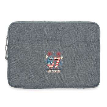 US Flag 67 Memes Six Seven - Sacoche pour ordinateur portable 15 pouces - gris chiné - Devant