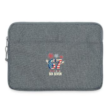 US Flag 67 Memes Six Seven - Sacoche pour ordinateur portable 15 pouces - gris chiné - Devant
