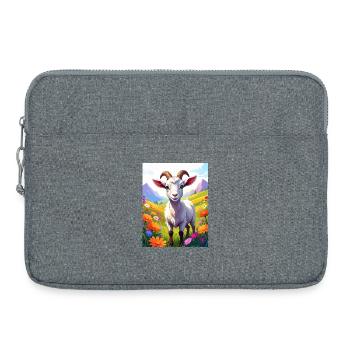 Ziege auf einer Blumenwiese - Laptoptasche 15" - Grau meliert - Vorne