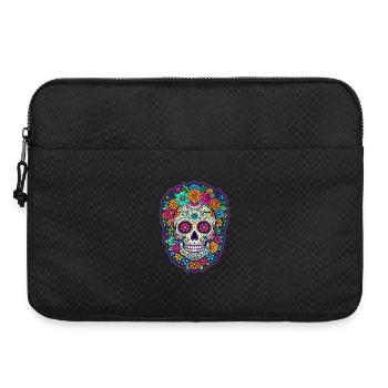 Tête de mort mexicaine sugar skull crâne fleurs - Sacoche pour ordinateur portable 15 pouces - noir - Devant