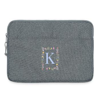 Feminin Flower Monogramm K - Laptoptasche 15" - Grau meliert - Vorne