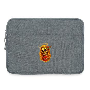 Female skull face with halo t-shirt design. - Laptop bag 15" - heather grey - Front