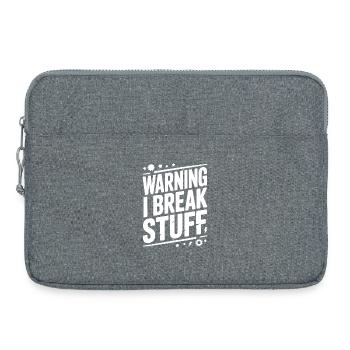 Warnung: Ich mache Sachen kaputt - Laptoptasche 15" - Grau meliert - Vorne