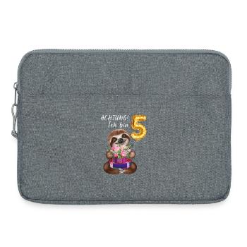 Achtung Ich bin Fünf Lustiges Faultier Geburtstag - Laptoptasche 15" - Grau meliert - Vorne