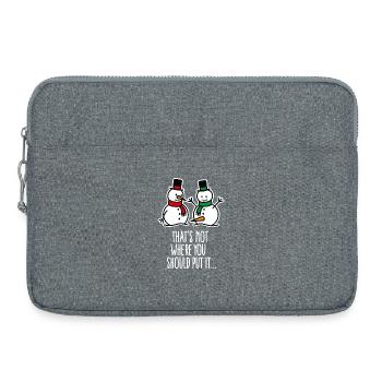 Cheeky, dirty, funny Christmas snowman - Laptop bag 15" - heather grey - Front
