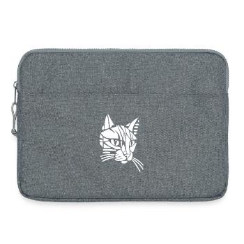 White tribal cat - Laptop bag 15" - heather grey - Front