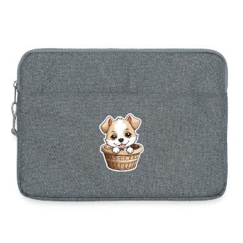 Chien mignon dans un panier pour chien - Sacoche pour ordinateur portable 15 pouces - gris chiné - Devant