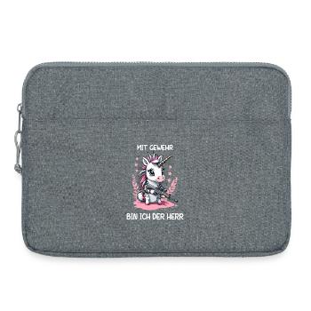 Unicorn with hunting rifle - Laptop bag 15" - heather grey - Front