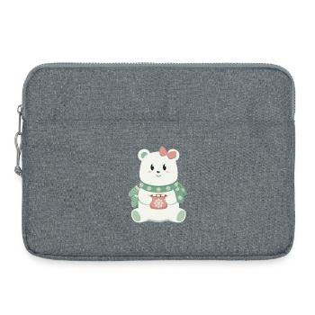 Eisbär mit Schleife - Laptoptasche 15" - Grau meliert - Vorne